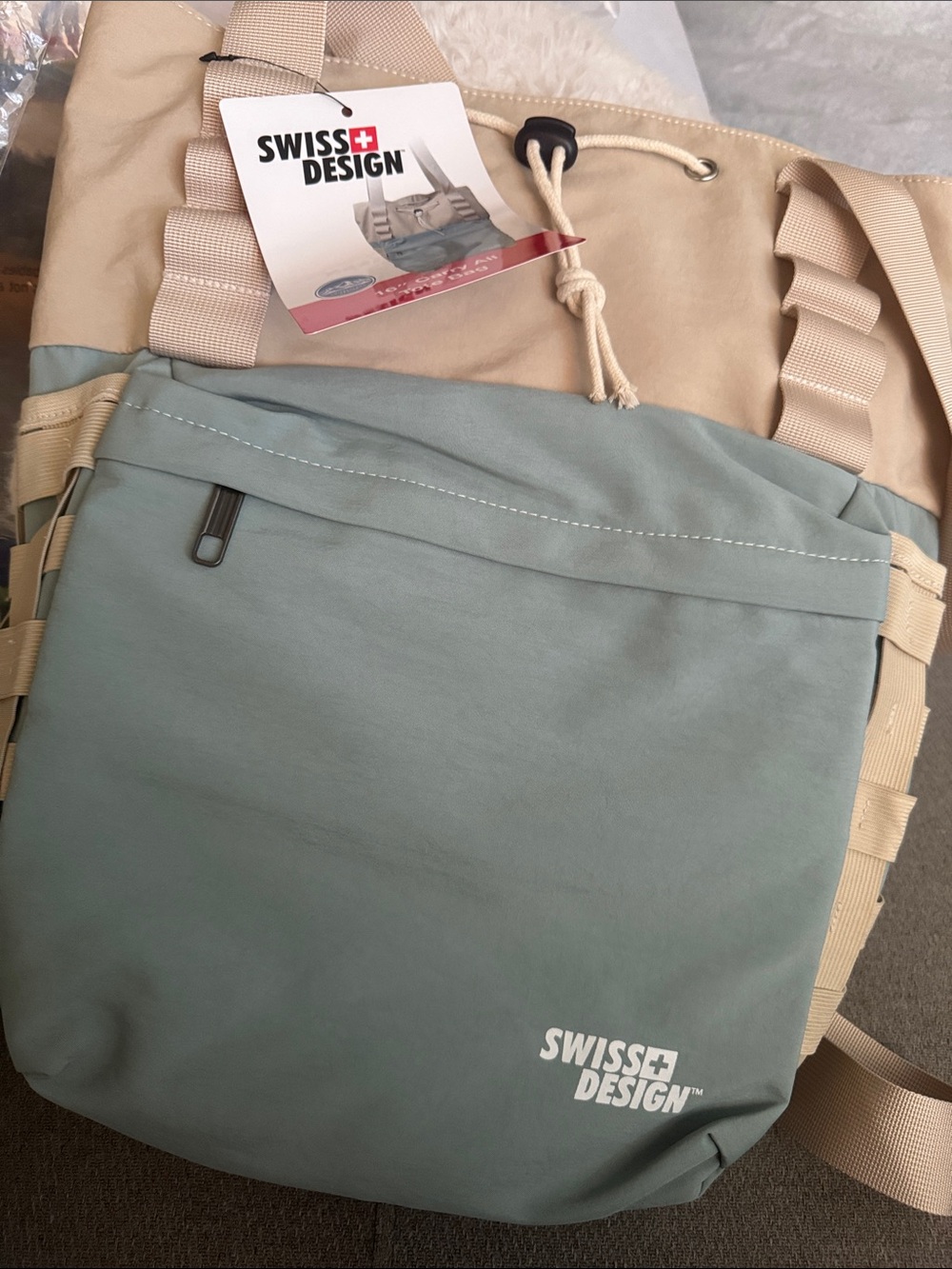 Men's Two-Tone Beige & Sage Backpack